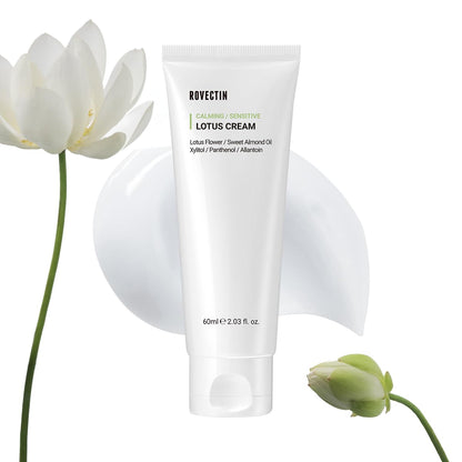 Calming Lotus Cream – Lightweight Hydrating & Soothing Moisturizer Face Cream for Sensitive Skin | 75% Lotus Water Extract & Niacinamide for Anti-Aging | Vegan Korean Skincare (2.03 Fl Oz)