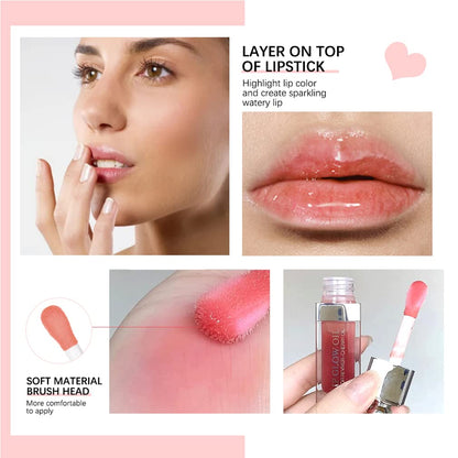 3 Colors Tinted Plumping Lip Oil Gloss Set, Fat Lip Oil Drip Lip Glow Oil,Ultra-Hydrating & Nourishing Lip Care Lip Tint, Smooth Glossy Shiny Transparent Lip Gloss Plumping Lip Care(Set A)