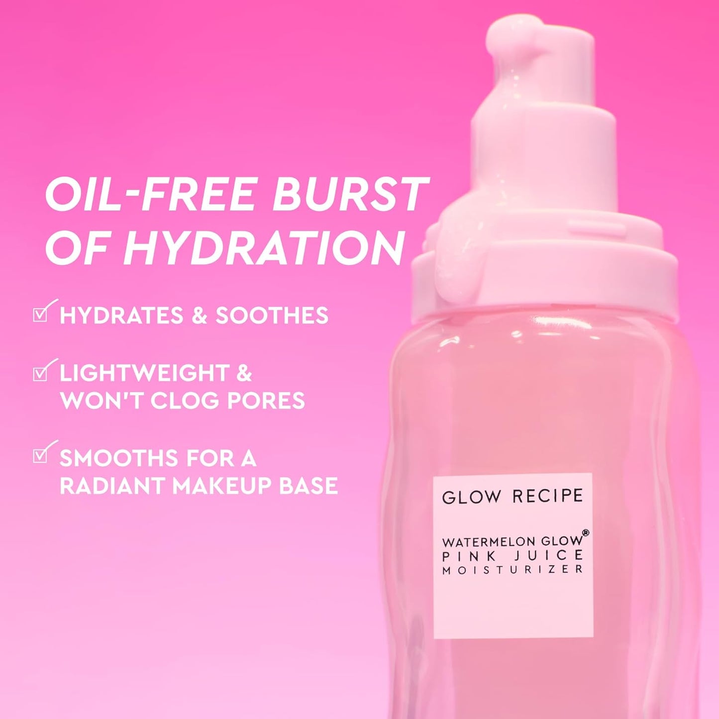 Pink Juice Water Gel Moisturizer, Korean Gel Moisturizer for Glass Skin, Oil-Free Hydrating Hyaluronic Acid Face Moisturizer for Oily Skin, Non-Comedogenic, Long-Lasting (50Ml)