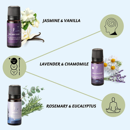 Sleep Essential Oils for Diffuser-Pack of 6 | Aromatherapy & Meditation, Lavender, Peppermint, Jasmine Eucalyptus Orange, Relaxing Essential Oil Set for Sleep Essentials