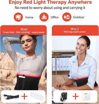 Red Light Therapy for Body, Infrared Light Therapy for Belt Shoulder Waist, Upgraded 3 in 1 LED Beads, 660Nm Red Light & 850Nm near Infrared Light Therapy Belt Wrap Timer Remote Control