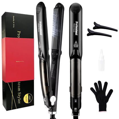 Steam Hair Straightener Professional Ceramic Vapor Flat Iron 450℉ Fast Heat Argan Oil Treatment Hair Care Tools