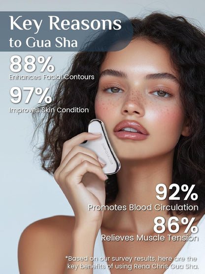Gua Sha Facial Tools, Stainless Steel Guasha Tool - Silver | Face Massage Tool for Jawline Sculpting, Puffiness Reducing, Gua Sha Double Chin Reducer, Skin Care Gift for Women