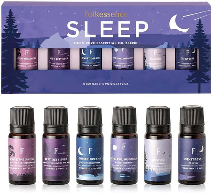 Sleep Essential Oils for Diffuser-Pack of 6 | Aromatherapy & Meditation, Lavender, Peppermint, Jasmine Eucalyptus Orange, Relaxing Essential Oil Set for Sleep Essentials