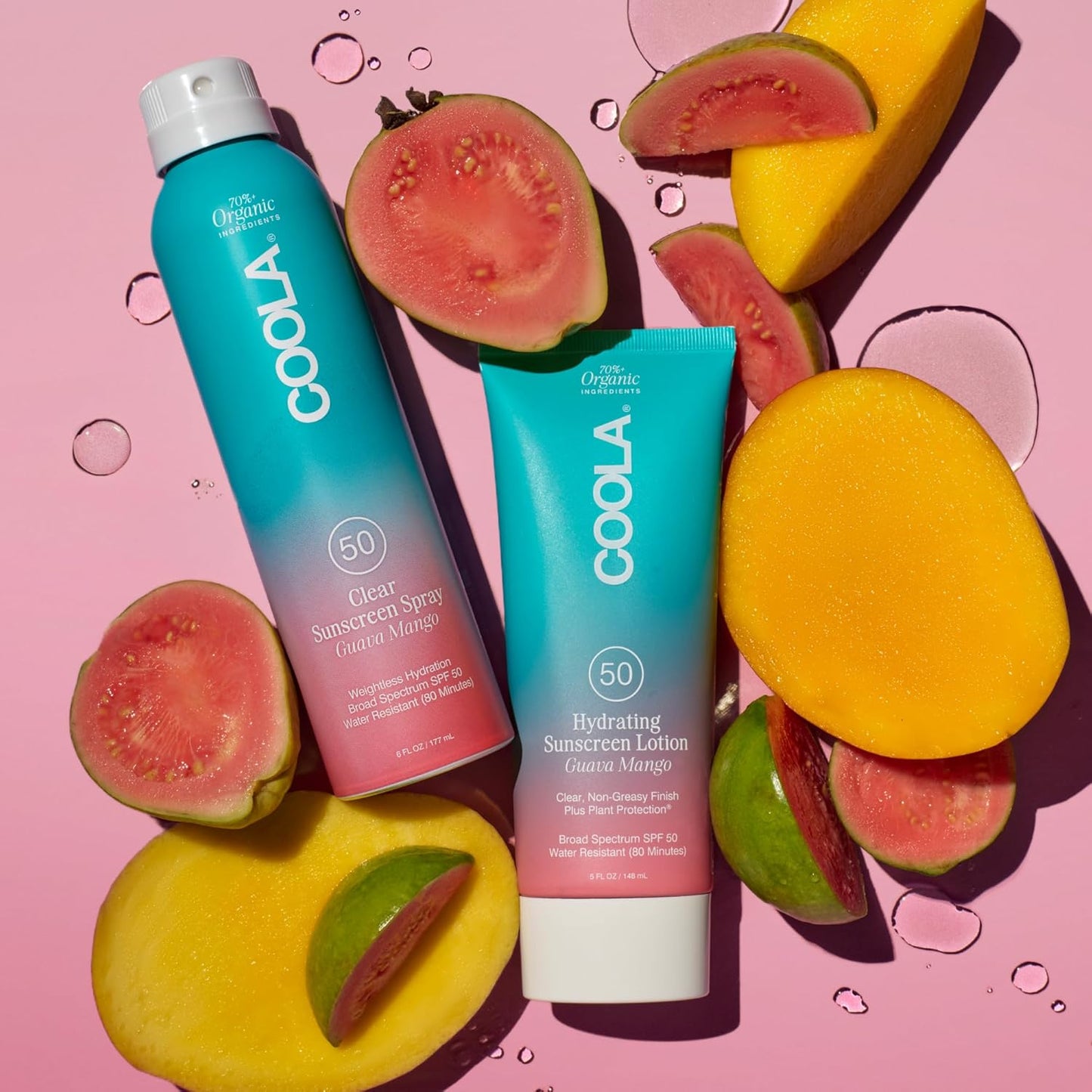 COOLA Hydrating SPF 50 Sunscreen Lotion,Guava Mango Scented, 5 Oz | Organic, Lightweight, Non-Sticky, Non-Greasy, Water Resistant, Broad Spectrum Protection, Dermatologist Tested, Clear Finish
