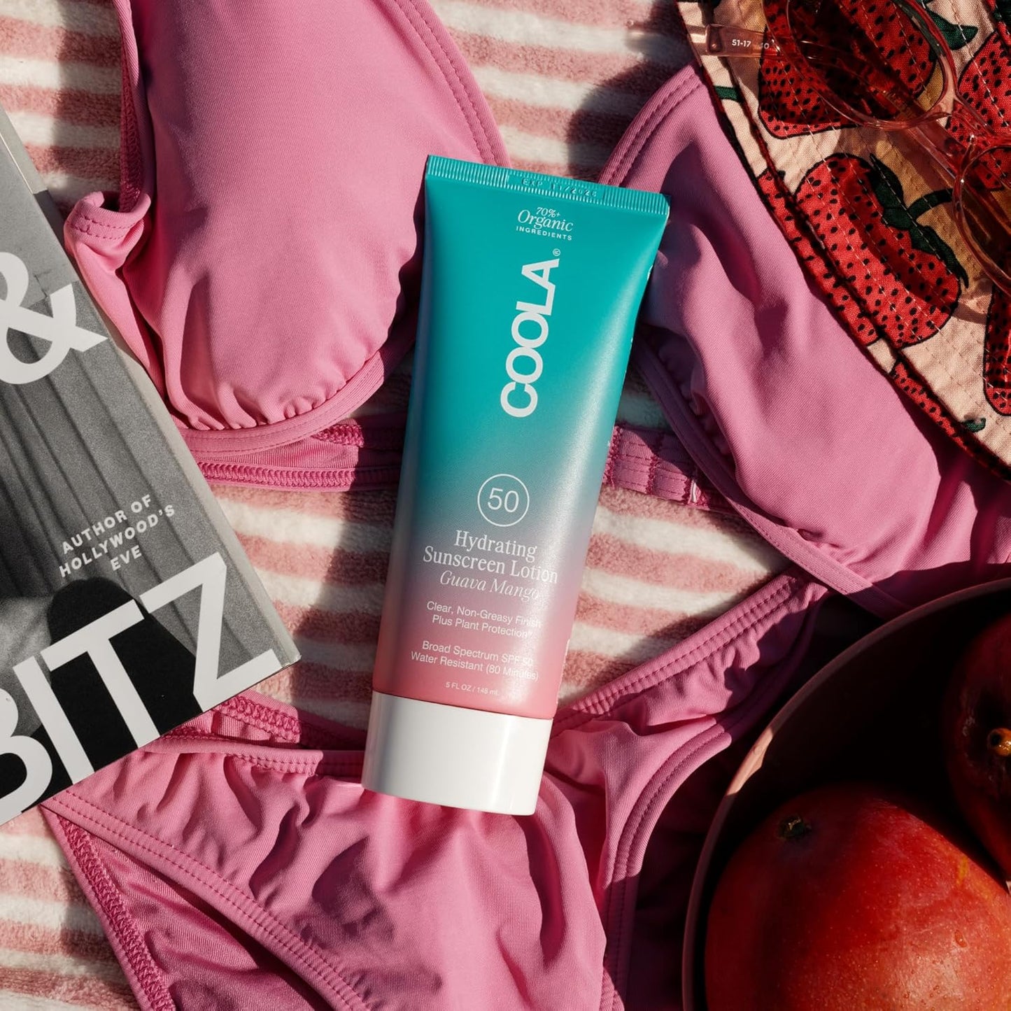 COOLA Hydrating SPF 50 Sunscreen Lotion,Guava Mango Scented, 5 Oz | Organic, Lightweight, Non-Sticky, Non-Greasy, Water Resistant, Broad Spectrum Protection, Dermatologist Tested, Clear Finish