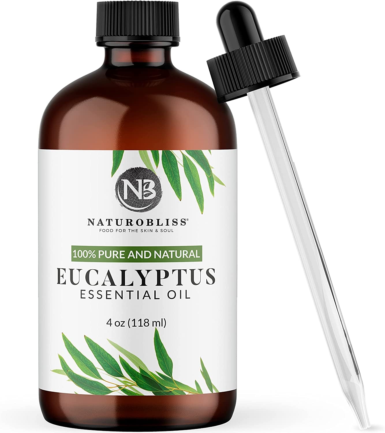 Eucalyptus Essential Oil with Glass Dropper - 100% Pure and Natural - Essential Oils for Diffuser, Aromatherapy, Soap and Candle Making, Eucalyptus Essential Oil, Eucalyptus Oil, 4 Fl Oz