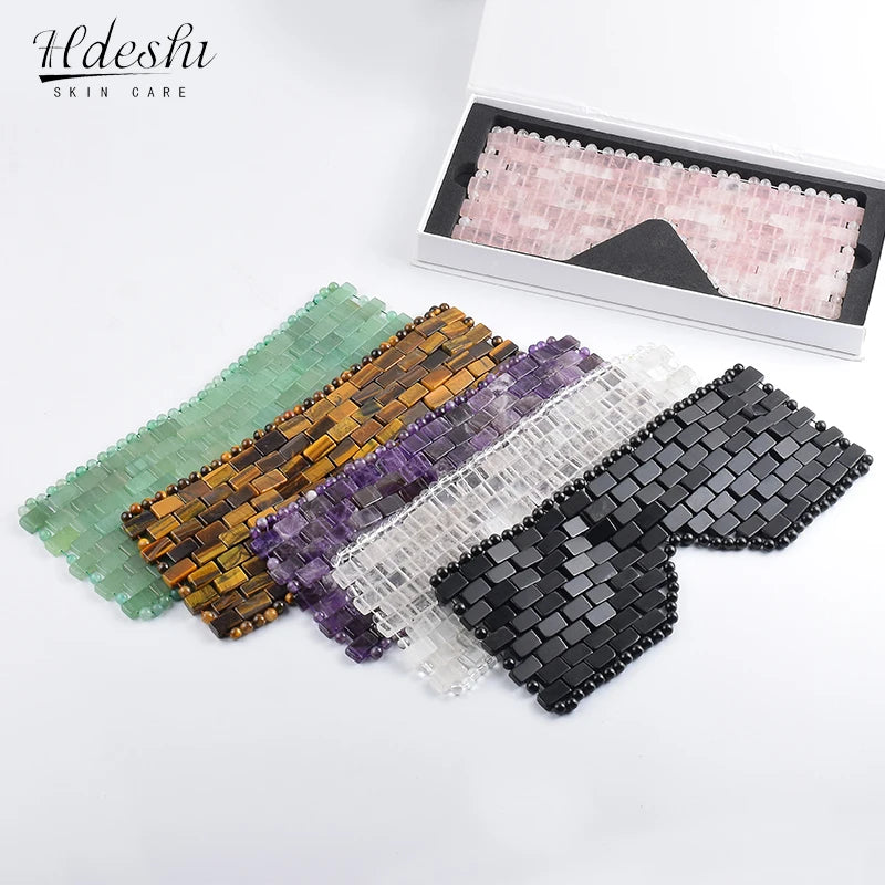 Rose Quartz Eye Mask Massager Natural Jade Eye Mask Stone Sleep Mask Face Massager Sleeping Eye Mask for Eye Relax Eye Care Tool