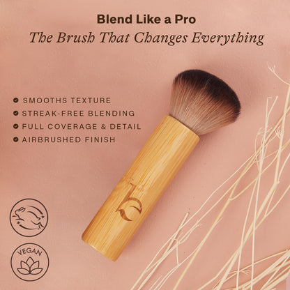 Kabuki Brush for Face - Ultra Soft Bronzer Brush for Blush, Loose Powder | Powder and Liquid Foundation & Self Tanner, Travel Friendy Makeup Blending Tool, Gentle on Skin