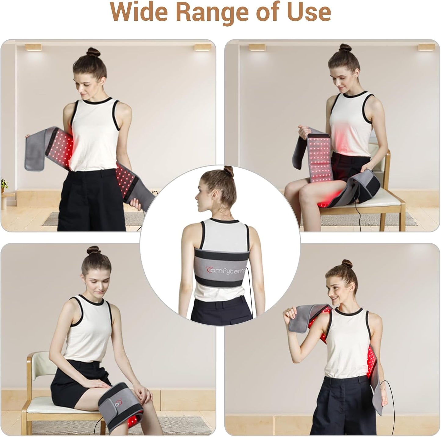 Red Light Belt with 126 Leds, 660Nm & 850Nm, 22W(Corded) | Wearable near Infrared Light Wrap with Timer, Home Office Use, Wasit Belly Birthday Gifts for Women Men Mom Dad