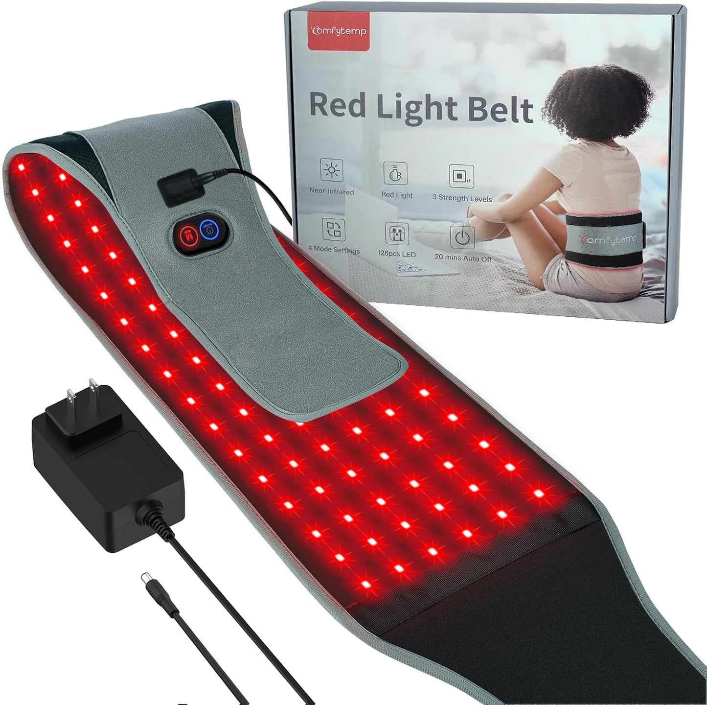 Red Light Belt with 126 Leds, 660Nm & 850Nm, 22W(Corded) | Wearable near Infrared Light Wrap with Timer, Home Office Use, Wasit Belly Birthday Gifts for Women Men Mom Dad