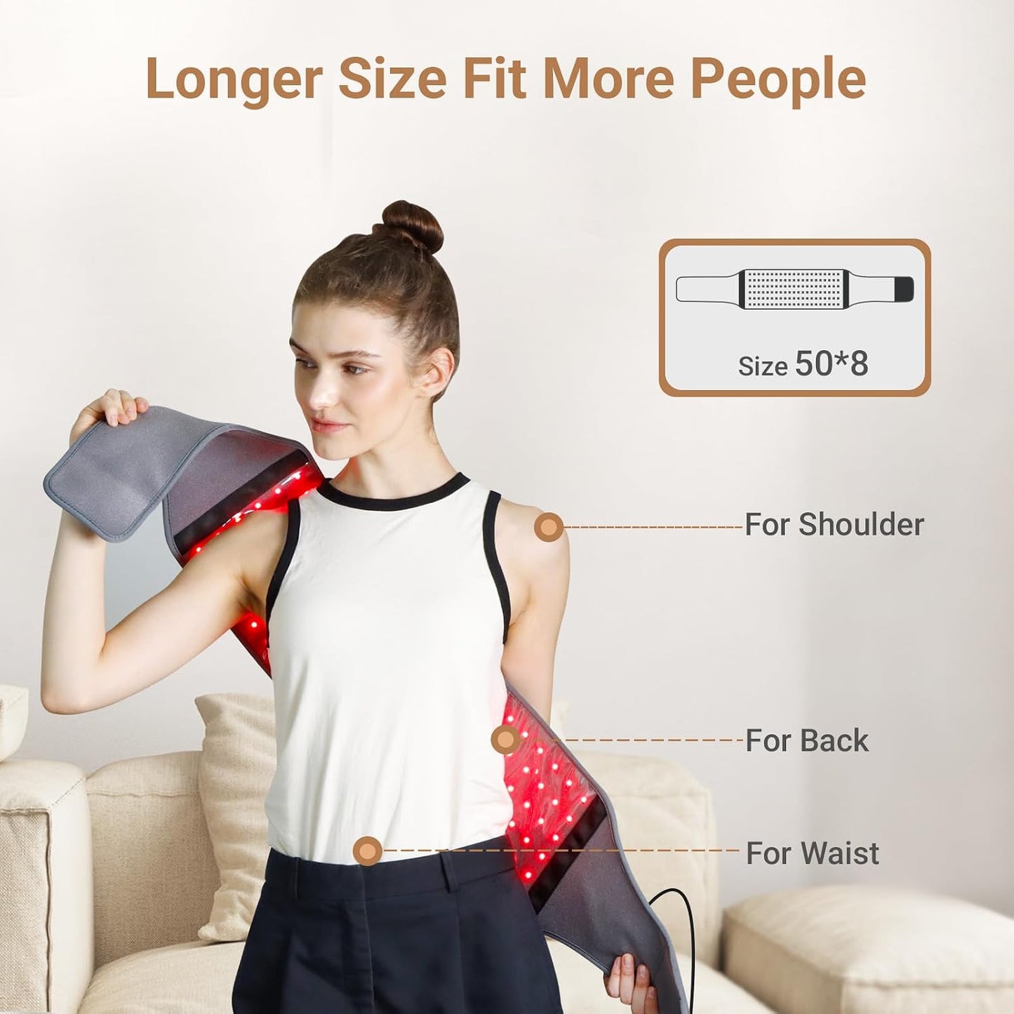 Red Light Belt with 126 Leds, 660Nm & 850Nm, 22W(Corded) | Wearable near Infrared Light Wrap with Timer, Home Office Use, Wasit Belly Birthday Gifts for Women Men Mom Dad
