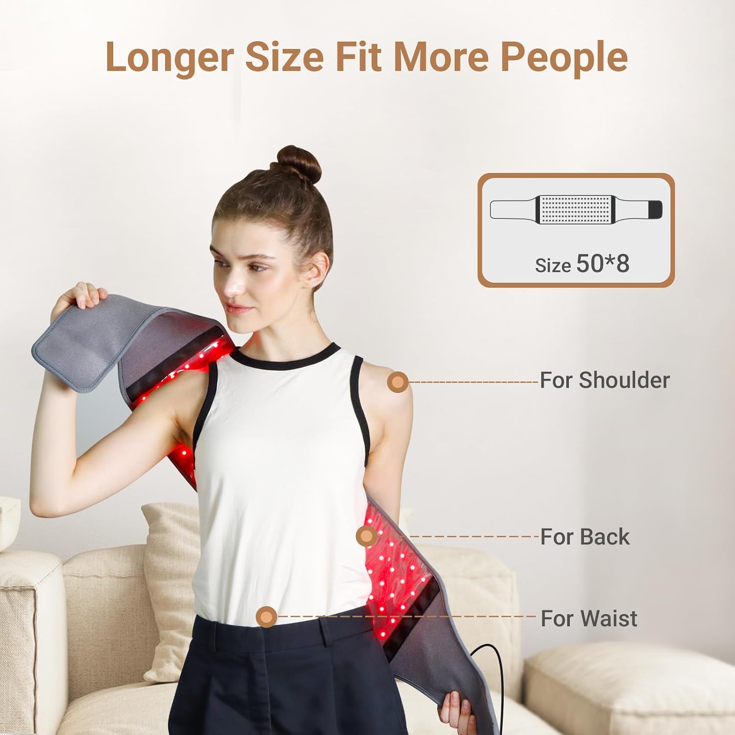 Red Light Belt with 126 Leds, 660Nm & 850Nm, 22W(Corded) | Wearable near Infrared Light Wrap with Timer, Home Office Use, Wasit Belly Birthday Gifts for Women Men Mom Dad