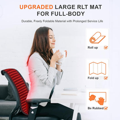 Red Light Therapy Mat for Body, 360 Leds 31.5"X11.8" near Infrared Light Therapy Pad, 660Nm & 850Nm Light Blanket for Back Shoulder Waist Muscle Pain Relief with Smart Temp & Timer, 60W