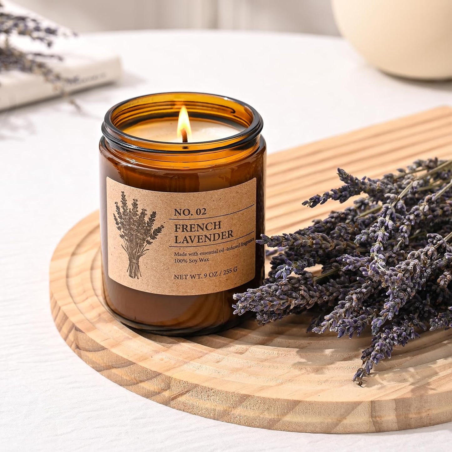 Scented Candles for Women, 4-Pack 9 Oz Soy Candle Set for Home, 36 Oz Total | Lavender, Amber-Sandalwood, White Sage & Coconut Vanilla. Soy Wax Aromatherapy Candles for Birthdays & Valentine'S Day Gifts