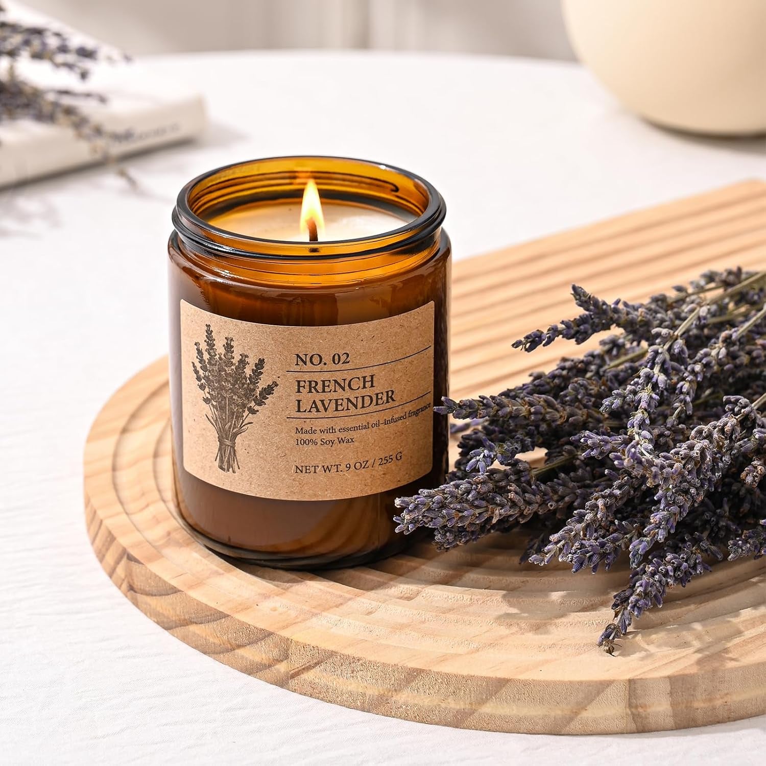 Scented Candles for Women, 4-Pack 9 Oz Soy Candle Set for Home, 36 Oz Total | Lavender, Amber-Sandalwood, White Sage & Coconut Vanilla. Soy Wax Aromatherapy Candles for Birthdays & Valentine'S Day Gifts
