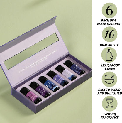 Sleep Essential Oils for Diffuser-Pack of 6 | Aromatherapy & Meditation, Lavender, Peppermint, Jasmine Eucalyptus Orange, Relaxing Essential Oil Set for Sleep Essentials