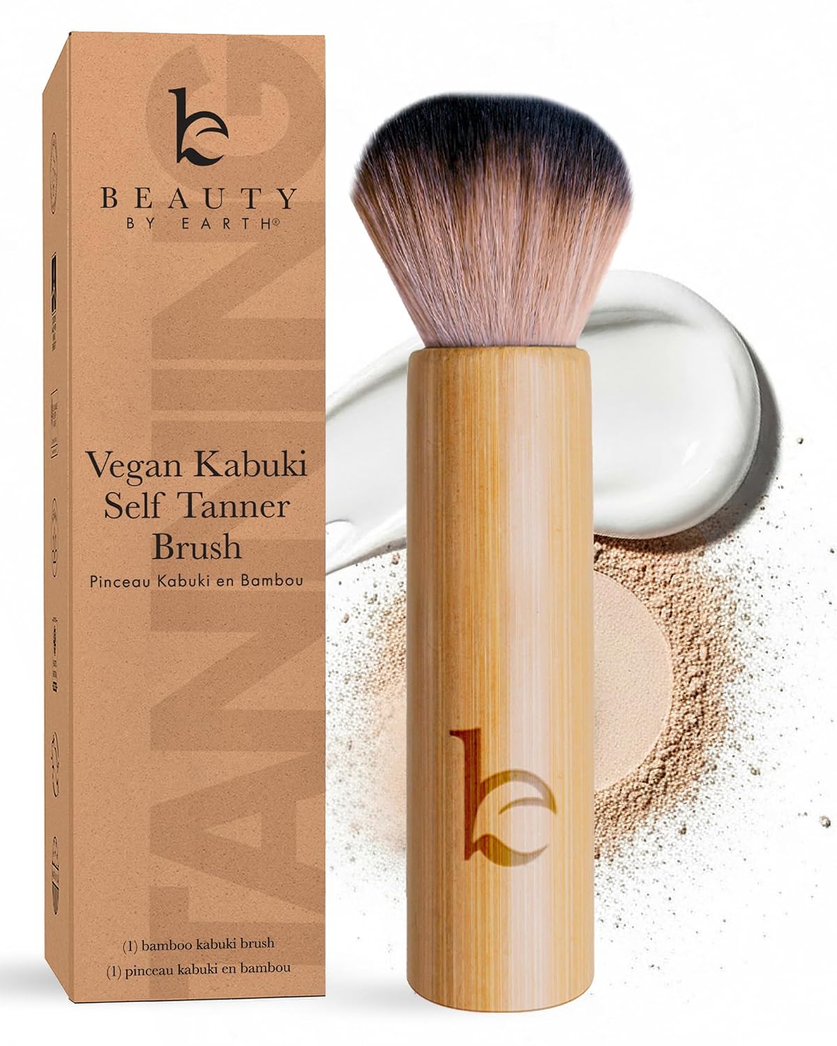 Kabuki Brush for Face - Ultra Soft Bronzer Brush for Blush, Loose Powder | Powder and Liquid Foundation & Self Tanner, Travel Friendy Makeup Blending Tool, Gentle on Skin