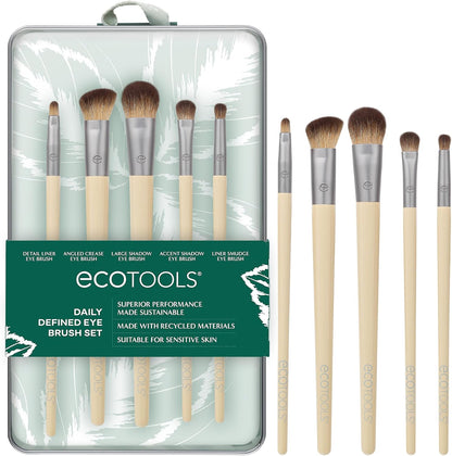 Daily Defined Eye Brush Kit, Makeup Brushes, 5 Piece Set | Eye Brushes for Liquid, Powder, and Cream Eyeshadow and Eyeliner Application, Synthetic Hair, Cruelty-Free