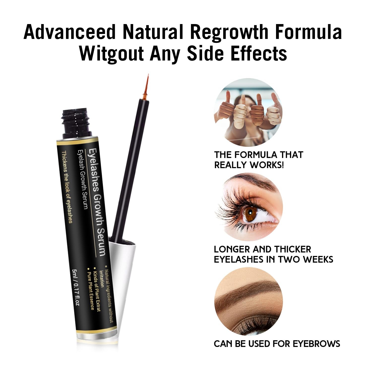 Lash & Brow Growth Serum – Eyelash Enhancer for Longer Lashes, Suero Para Pestañas Crecimiento, Eyebrow Serum for Women, Sérum Para Pestañas Y Cejas, Rapid Lash Booster