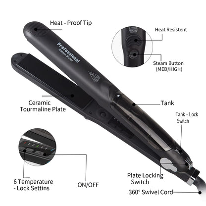 Steam Hair Straightener Professional Ceramic Vapor Flat Iron 450℉ Fast Heat Argan Oil Treatment Hair Care Tools