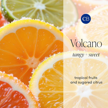 Capri Blue Volcano Printed Travel Tin Jar Candle - Luxury Candle with a Long Lasting Soy Wax Blend - Scented with Tropical & Fruity Fragrance (White Color, 8.5 Oz)
