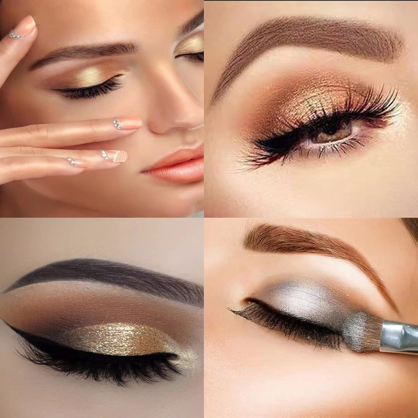Glitter Eyeshadow Palette Makeup Set,4 Colors Shimmer Eyeshadow Palette Gold Eyeshadow Highly Pigmented Long Lasting Waterproof Sweatproof Professional Palettes(8#)