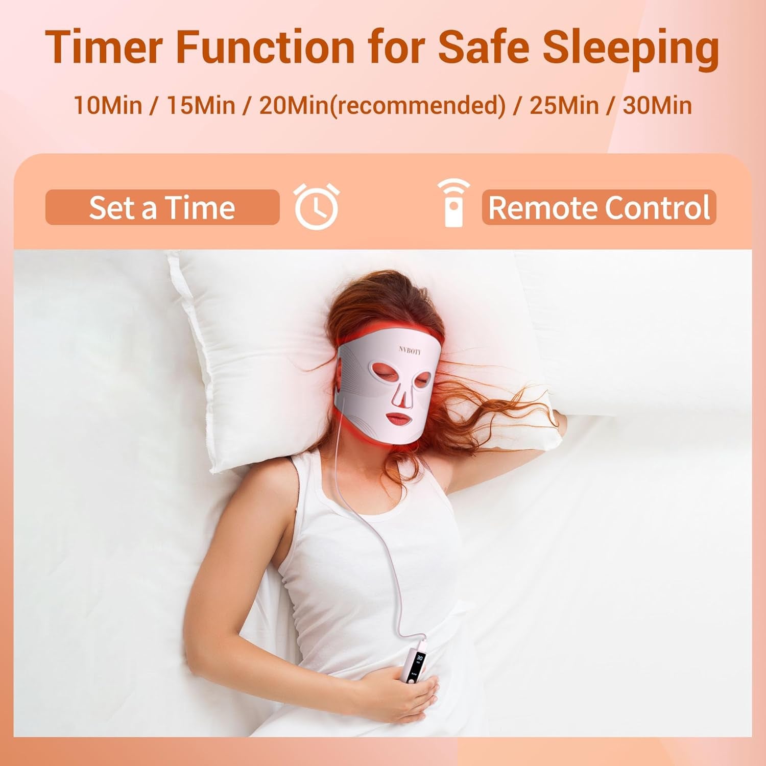 Red Light Therapy Mask, 4 Modes Portable Red Light Therapy for Face, 2000Mah Rechargeable Remote, Blue, Orange, 850NM Infrared & Red Light Mask, 400 Leds, Timing Function, at Home & Travel
