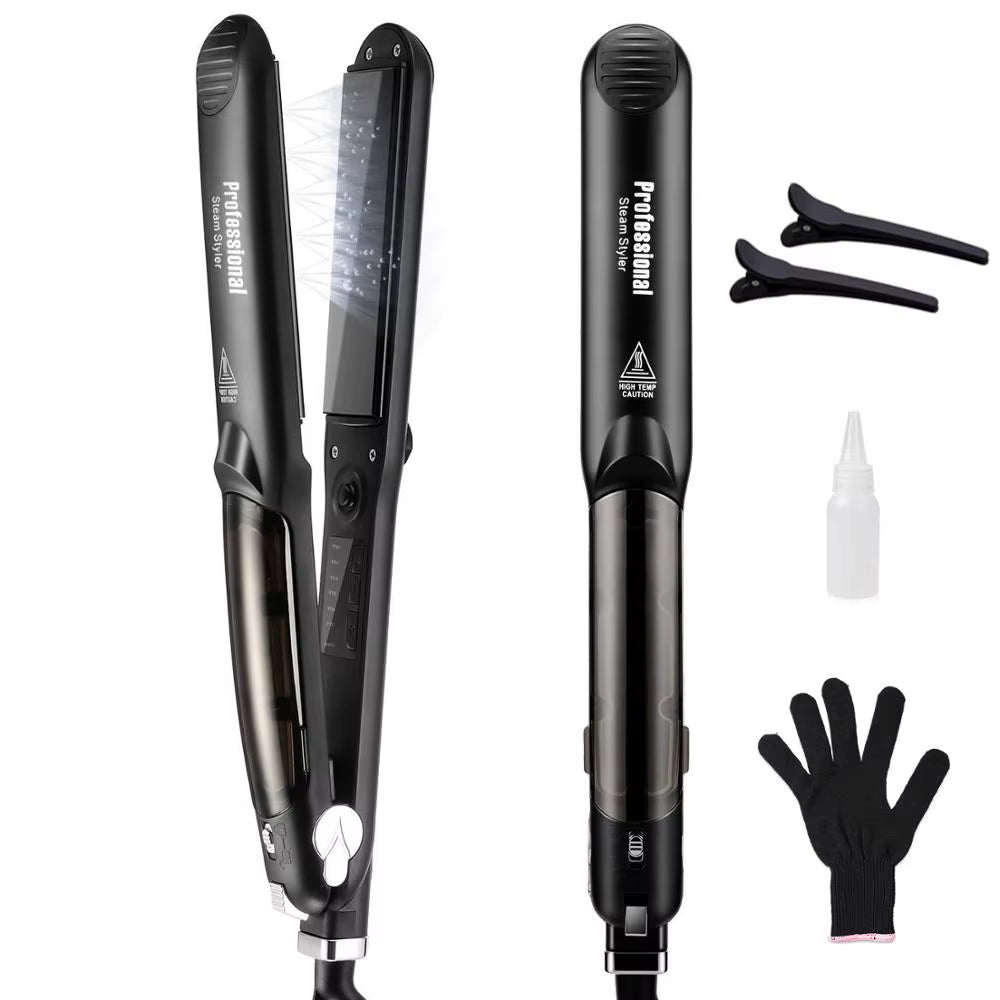Steam Hair Straightener Professional Ceramic Vapor Flat Iron 450℉ Fast Heat Argan Oil Treatment Hair Care Tools
