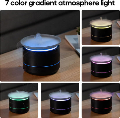 Essential Oil Diffusers, 200Ml Aromatherapy Diffuser with Auto Shut-Off Function, Cool Mist Humidifier with 2 Modes, Small Diffuser with 7 Color Lights Auto Shut off for Home Office Room, Black