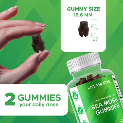 Irish Sea Moss Gummies - 3000 Mg - 60 Vegan Gummies - Made with Bladderwrack & Burdock Root - Seamoss Supplement for Thyroid, Energy, Immune Support