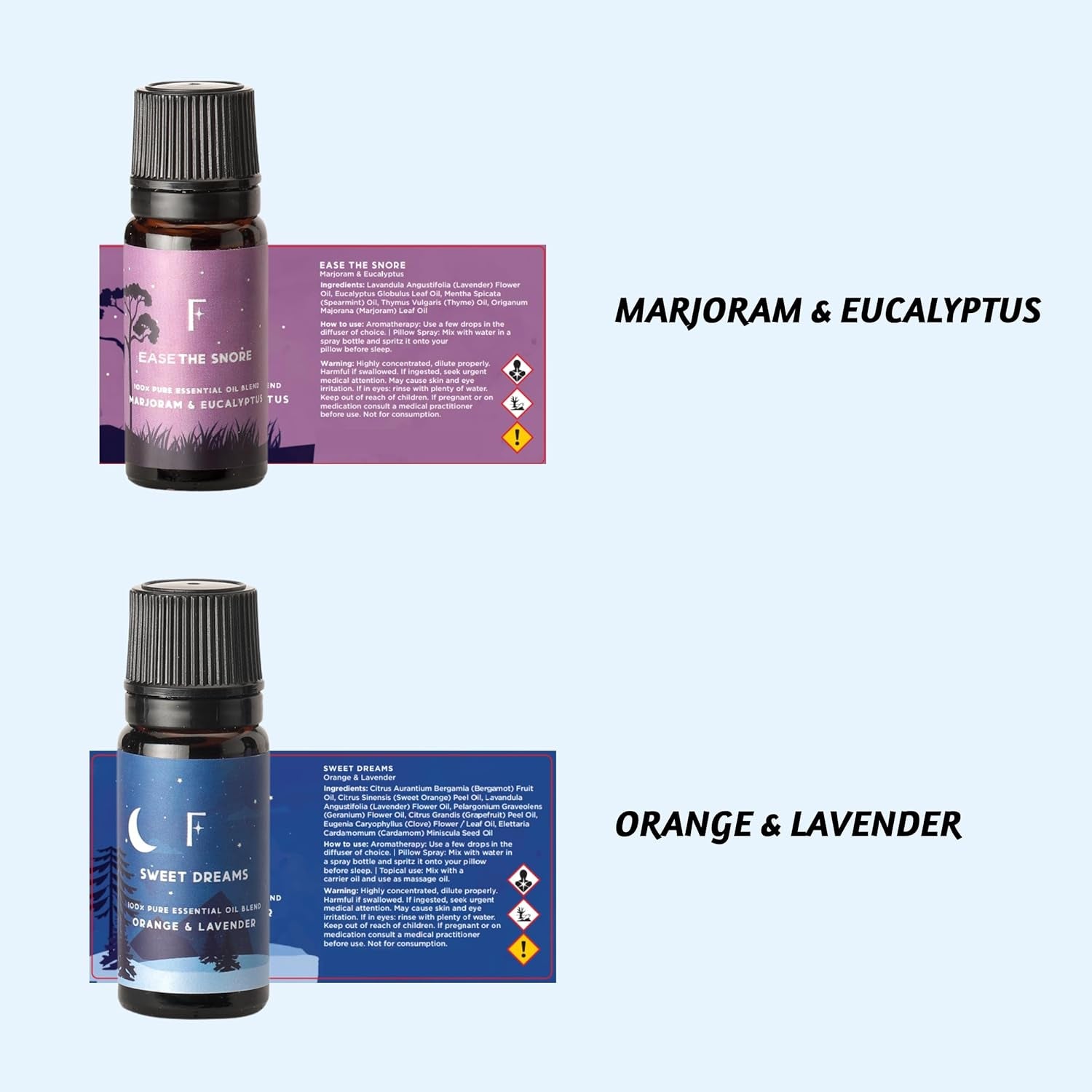 Sleep Essential Oils for Diffuser-Pack of 6 | Aromatherapy & Meditation, Lavender, Peppermint, Jasmine Eucalyptus Orange, Relaxing Essential Oil Set for Sleep Essentials