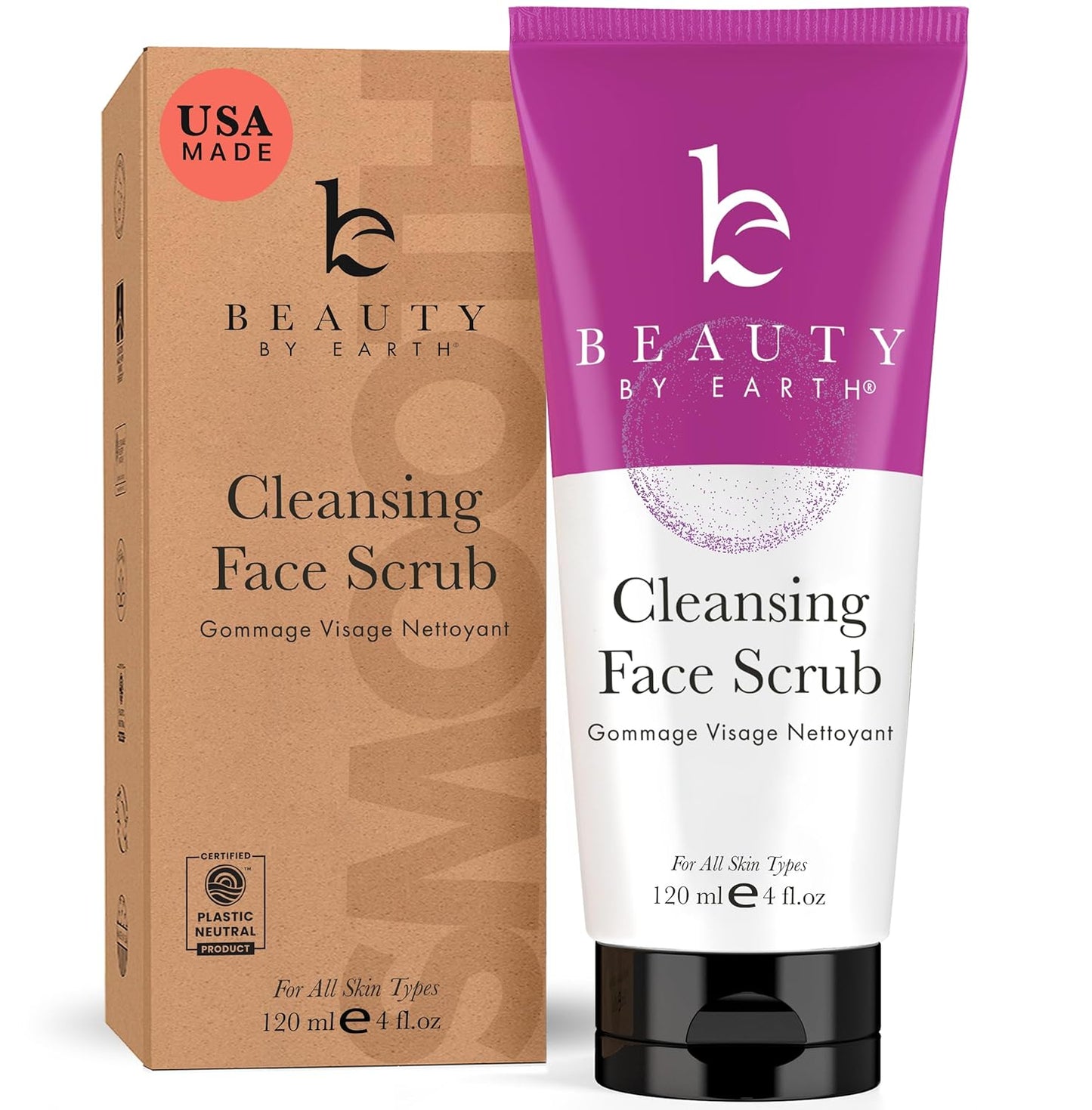 Face Scrub and Face Wash, Gentle Exfoliating, Cleansing Facial Scrub Exfoliator, Natural & Organic Ingredients | Cleansing Facial Scrub Exfoliator, Natural & Organic Ingredients