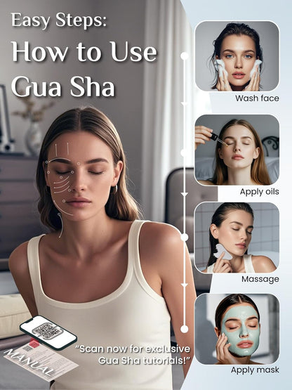 Gua Sha Facial Tools, Stainless Steel Guasha Tool - Silver | Face Massage Tool for Jawline Sculpting, Puffiness Reducing, Gua Sha Double Chin Reducer, Skin Care Gift for Women