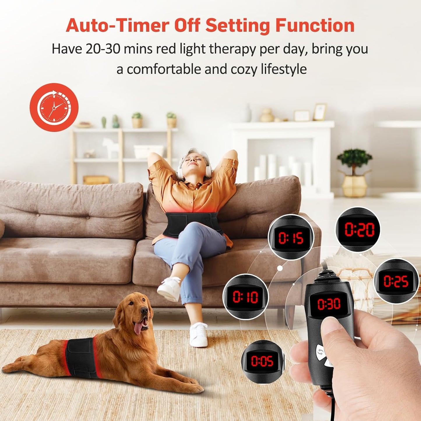 Red Light Therapy for Body, Infrared Light Therapy for Belt Shoulder Waist, Upgraded 3 in 1 LED Beads, 660Nm Red Light & 850Nm near Infrared Light Therapy Belt Wrap Timer Remote Control