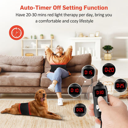 Red Light Therapy for Body, Infrared Light Therapy for Belt Shoulder Waist, Upgraded 3 in 1 LED Beads, 660Nm Red Light & 850Nm near Infrared Light Therapy Belt Wrap Timer Remote Control